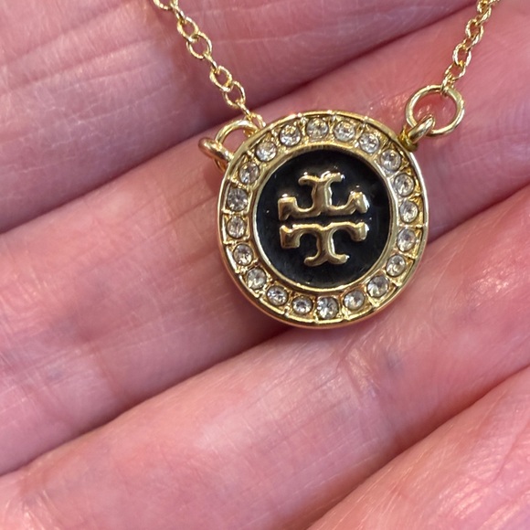 Tory Burch Pave Gold Emblem Necklace - Picture 2 of 4